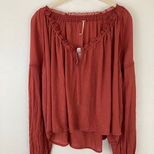 NWT Free People Flowy Boho red tunic top XS